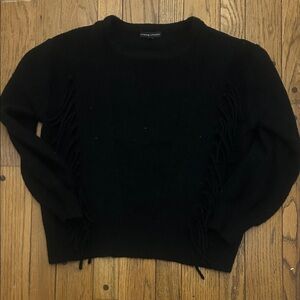 Adrienne Vittadini Black Fringe Sweater